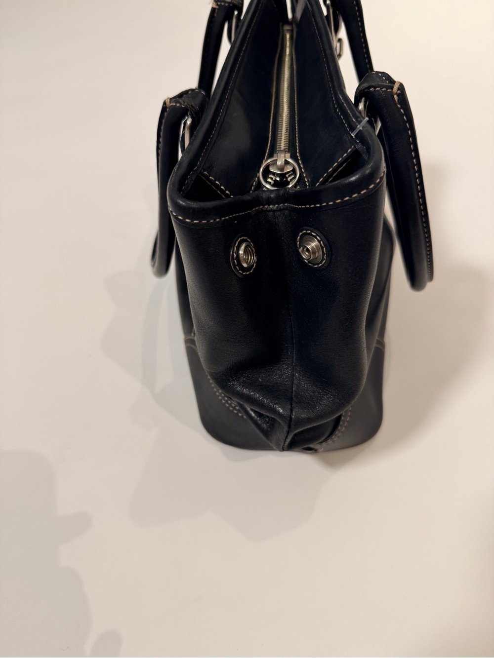 Vintage Coach Black Leather Hampton Satchel Bag Y2K Buckle Shoulder Purse - Picture 7 of 15